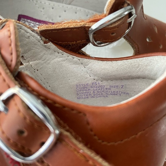 L’Amour Genuine Leather Mary Jane T-Strap Toddler Sz 7.5 - Cognac - Picture 3 of 4